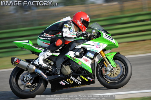 2009-09-27 Imola 0814 Acque minerali - Superbike - Warm Up - Luca Scassa - Kawasaki ZX 10R